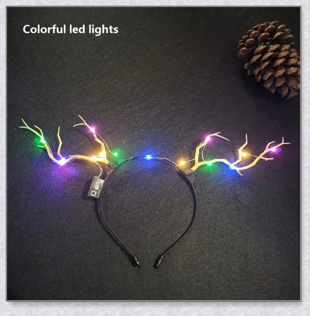 Festive Blinking Hair Clip with twinkling LED lights and adorable antler design for Christmas celebrations