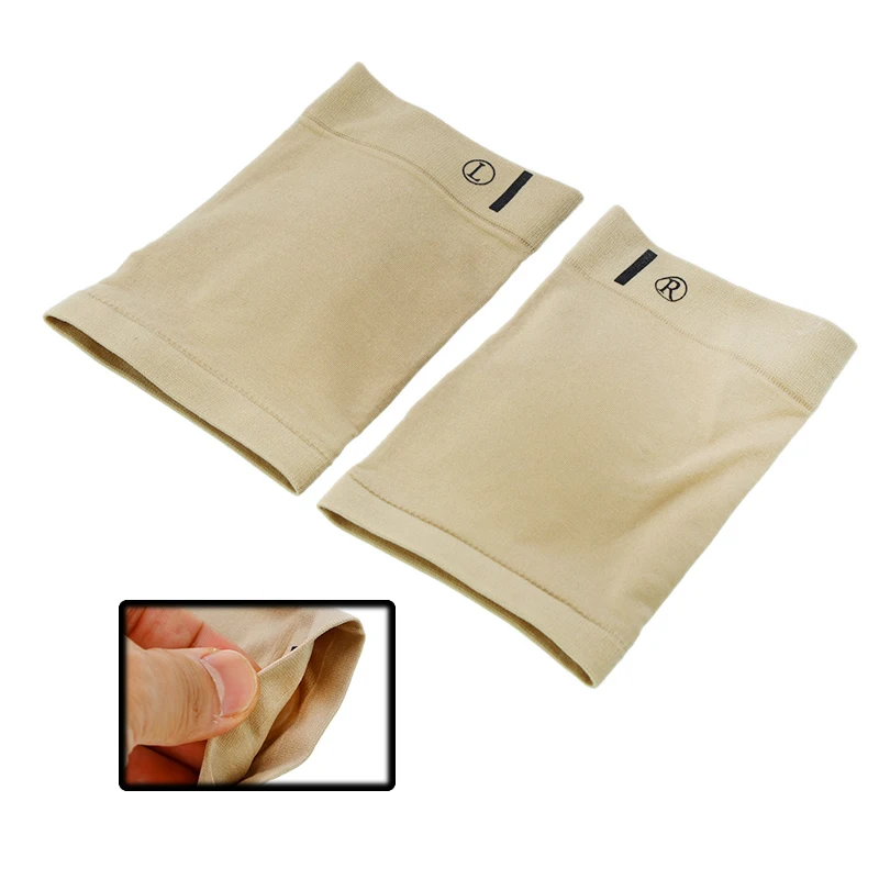 A pair of silicone and polyester arch support sleeves designed to provide cushioning and compression for foot pain relief