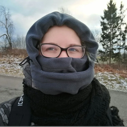 Thermal fleece face mask with full head, neck, and face coverage for winter protection