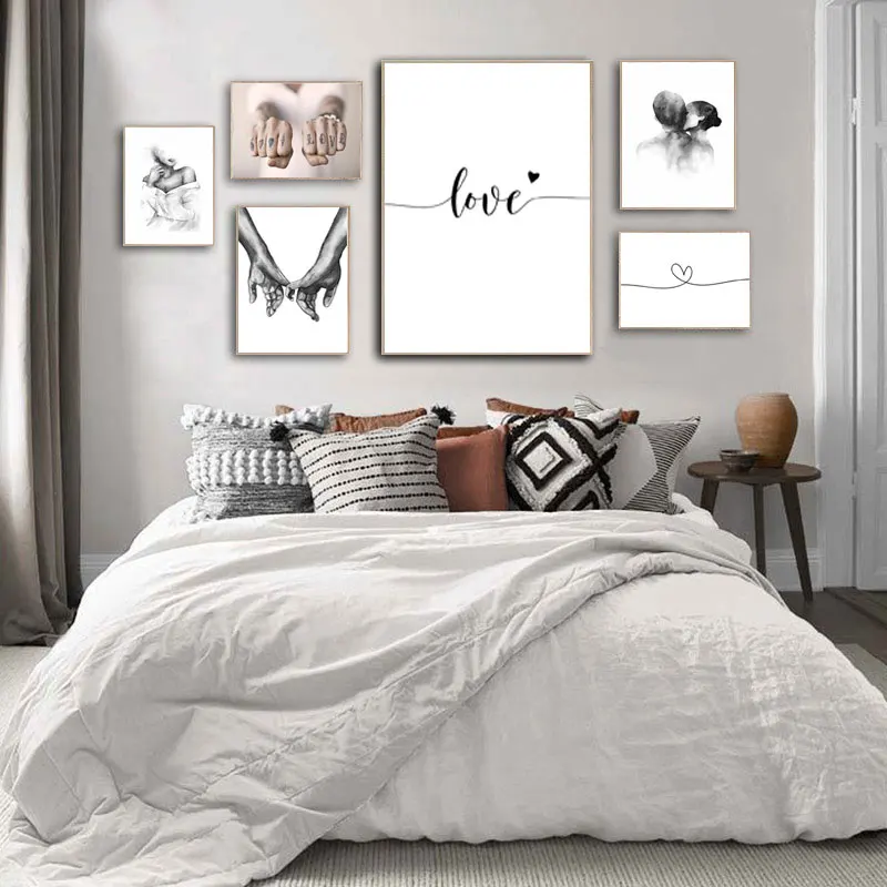 Shopfluxpro NZ Stylish Black & White Lovers Canvas Art for Kiwi Homes