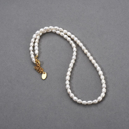 Trendha Natural Freshwater Pearl Necklace with Adjustable 18K Gold-Plated Chain