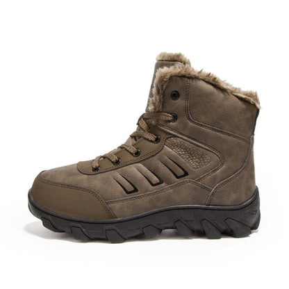 Warm, cosy and stylish high-top winter boots for Kiwi men, featuring a microfiber upper, rubber sole, and unique embossed design.