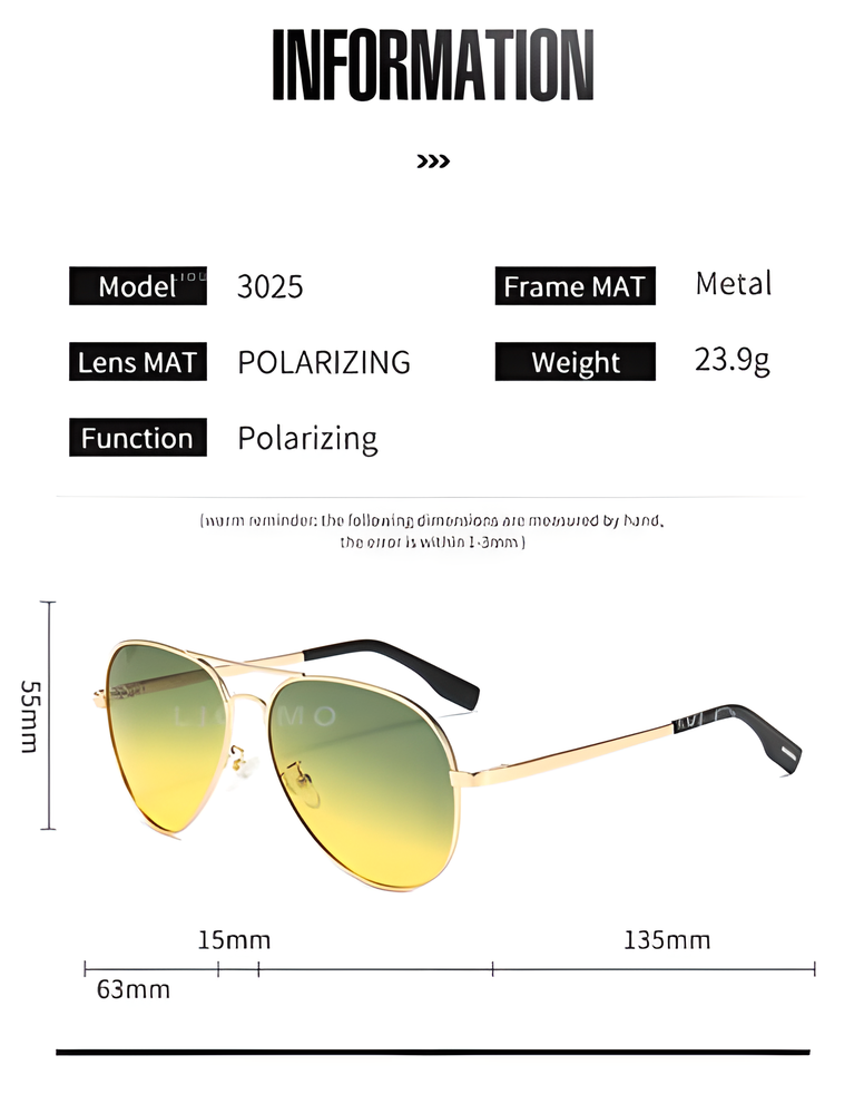 Photochromic Pilot Sunglasses with Polarized Lenses for Outdoor Activities in New Zealand