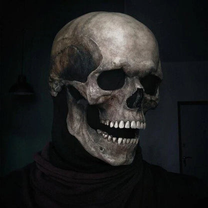 Bone-Chilling Full Head Skull Helmet with Movable Jaw - Premium Halloween Disguise