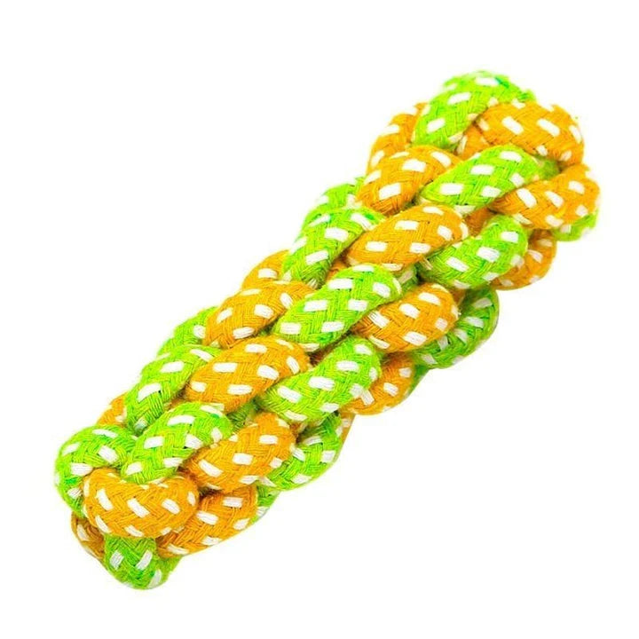 Eco-friendly cotton rope toy for Kiwi pets, available in green and orange colors