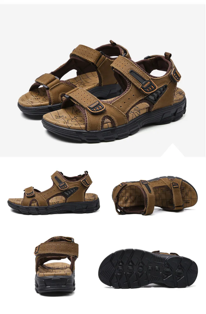 Premium genuine leather sandals with adjustable straps and rubber outsole for outdoor adventures in New Zealand