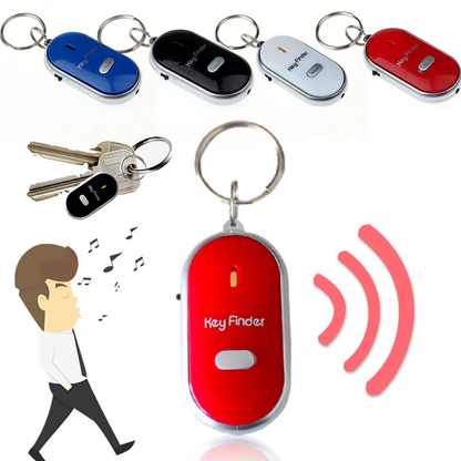 Whistle-activated key finder with beeping alarm and flashing LED lights to help locate lost keys in NZ homes and offices