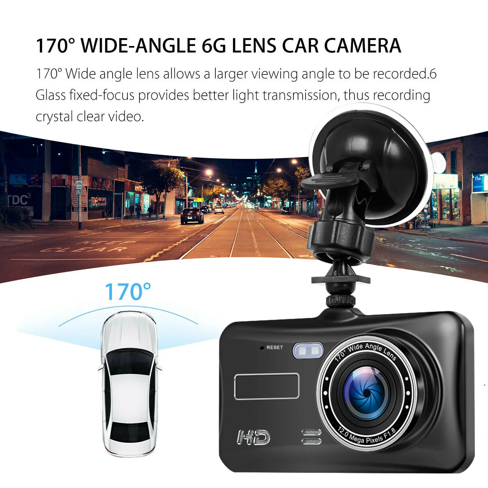 Smart Full HD Front & Rear Dash Cam Car DVR with dual lens, wide-angle 6G lens, and advanced features for enhanced driving safety and documentation