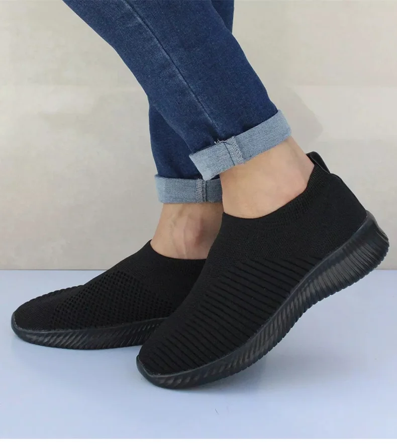 Ultra-comfortable casual slip-on summer sneakers in various colours, featuring a stretch fabric upper, rubber outsole, and cotton lining for a relaxed, breathable fit.