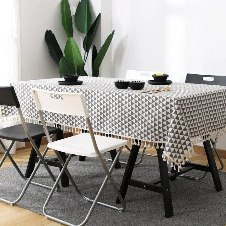 A stylish Nordic-inspired cotton tablecloth in various sizes, suitable for Kiwi homes and dining experiences.