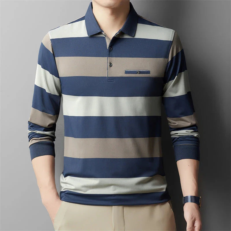 Kiwi-designed fashion t-shirt with colorblock striped pattern and long sleeves