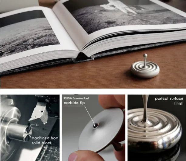 Elegant rotating gyroscope desk accessory with a mesmerizing, long-lasting spin