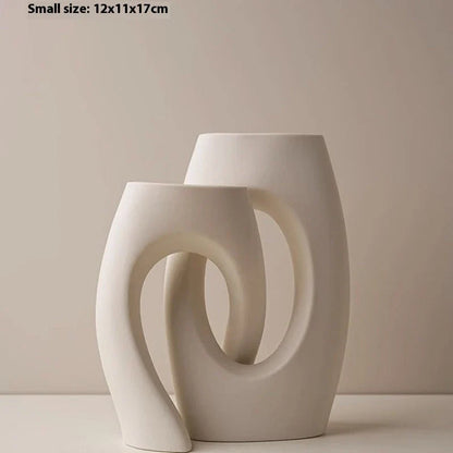 Stylish ceramic vase with abstract, shaped cross design in various color options to elevate modern home decor