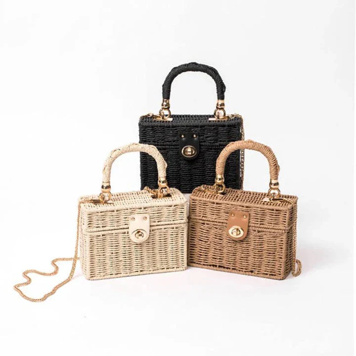 Stylish straw beach bag with detachable strap, perfect for Kiwi summer outings and adventures