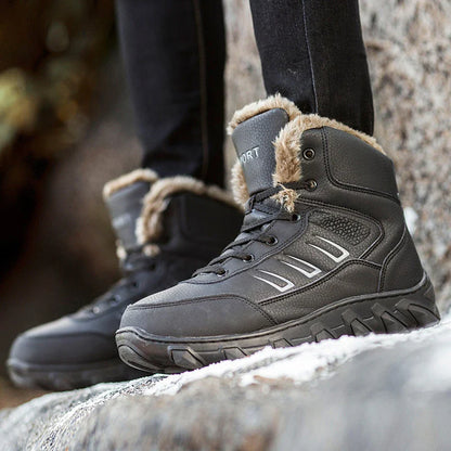 Warm, cosy and stylish high-top winter boots for Kiwi men, featuring a microfiber upper, rubber sole, and unique embossed design.