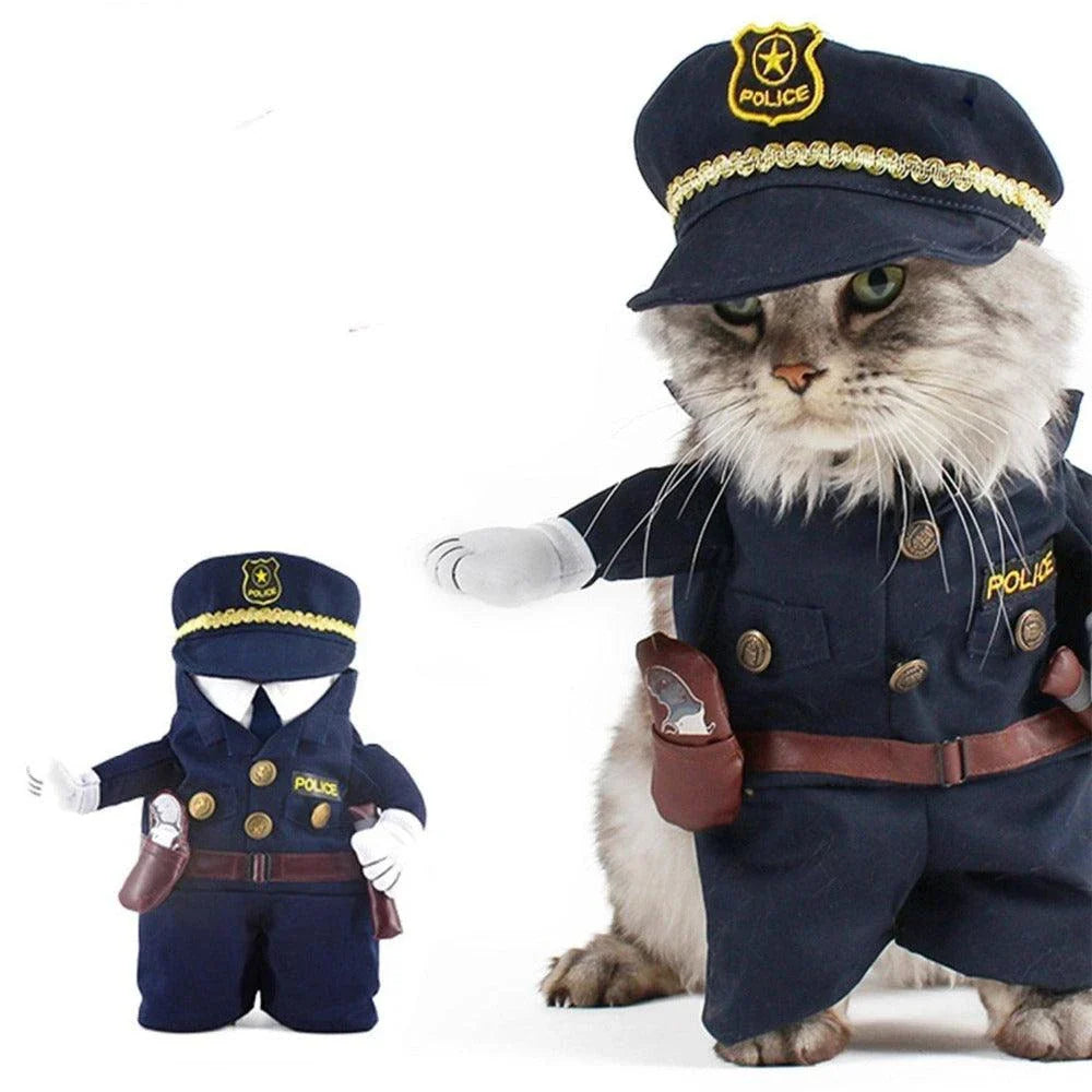 Premium cotton Kiwi Cop pet costumes for dogs and cats in classic navy blue design