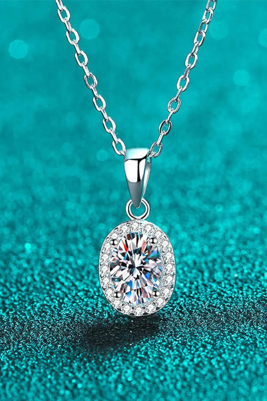 Elegant 1 Carat Moissanite Pendant Necklace in 925 Sterling Silver with Rhodium Plating, Crafted in Aotearoa