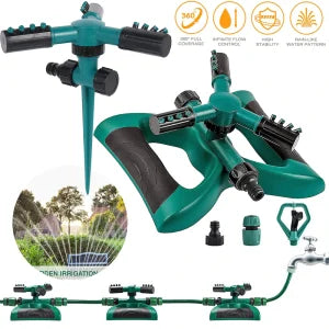 360-degree automatic rotating garden lawn water sprinkler system with adjustable nozzles for even, customizable coverage