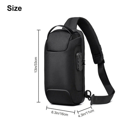 Durable waterproof crossbody bag with anti-theft features, USB charging, and spacious storage