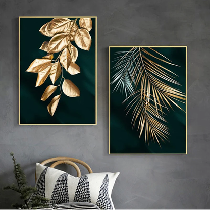 Captivating abstract canvas with golden leaves, perfect for adding nature-inspired elegance to your home decor