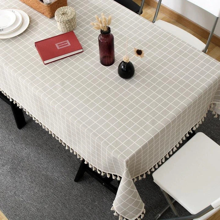 A stylish Nordic-inspired cotton tablecloth in various sizes, suitable for Kiwi homes and dining experiences.