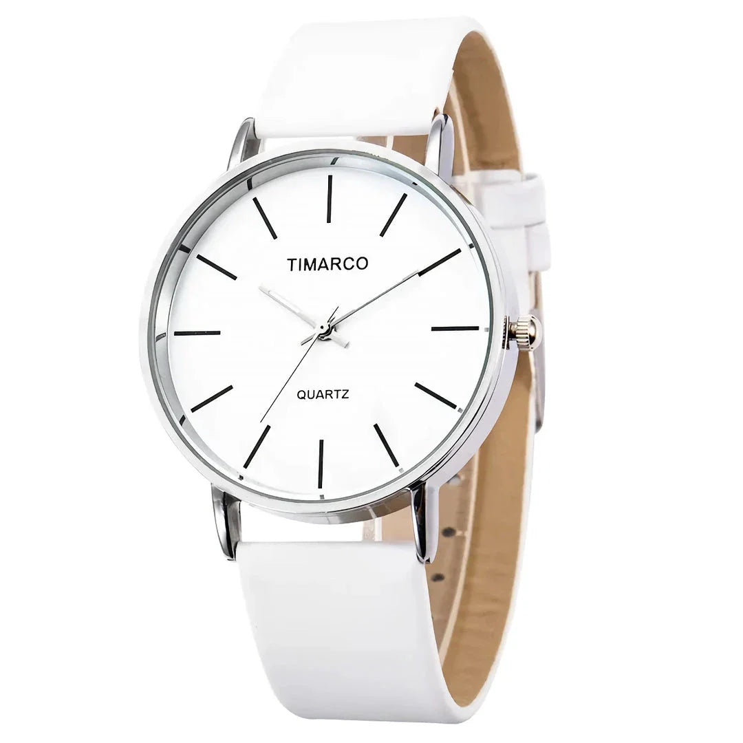 Elegant minimalist quartz business watch with a sleek silver design, suitable for professional Kiwi women