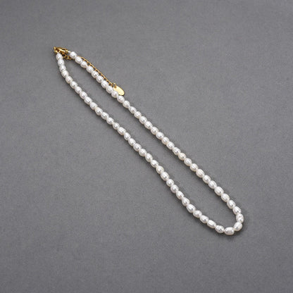 Trendha Natural Freshwater Pearl Necklace with Adjustable 18K Gold-Plated Chain