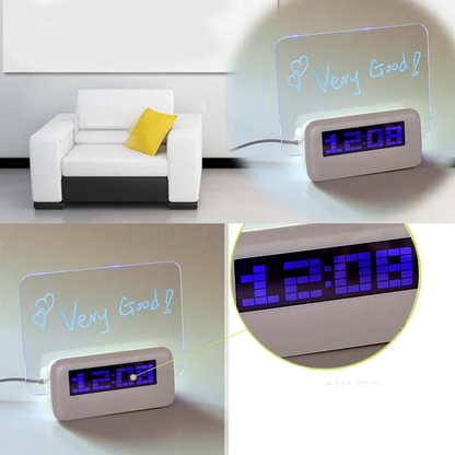 LED message board alarm clock with customizable display, USB ports, and Celsius temperature readout, perfect for the Kiwi home