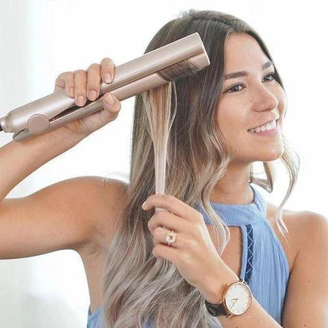 2-in-1 Twist Straightening Curling Iron with adjustable heat settings, ceramic plates, and automatic shut-off for versatile hair styling