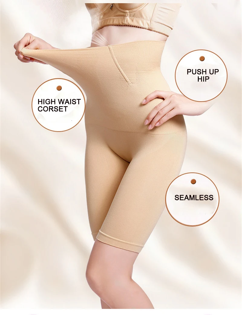 Shapewear Spandex Tummy Tamer and Body Shaper in Black and Beige colors, providing sculpting and smoothing for the midsection with high-waisted design and boning support.