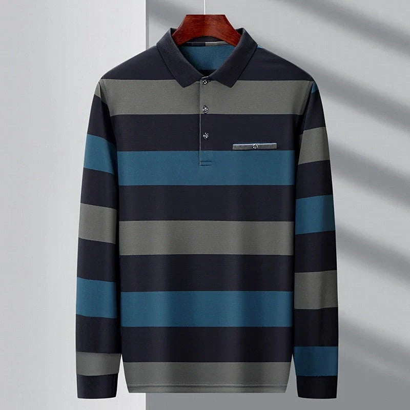 Kiwi-designed fashion t-shirt with colorblock striped pattern and long sleeves