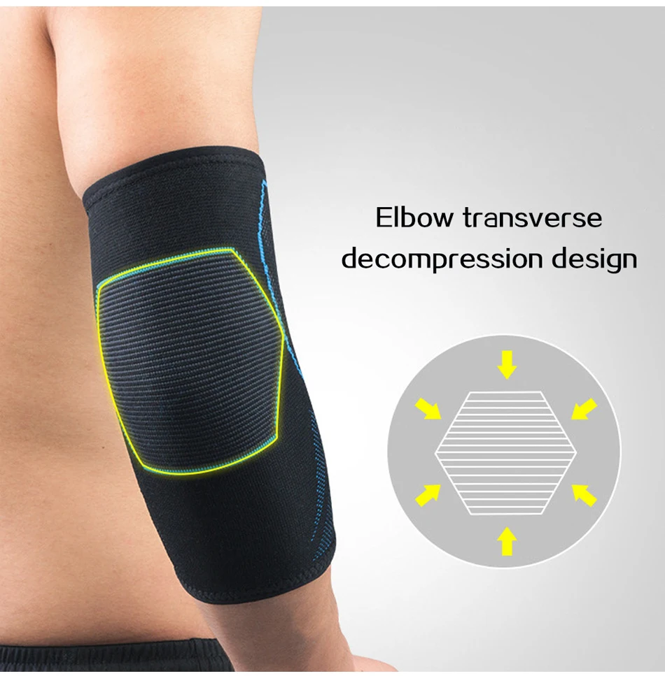 Ergonomic elbow compression sleeve in various colours, designed for injury recovery and joint protection