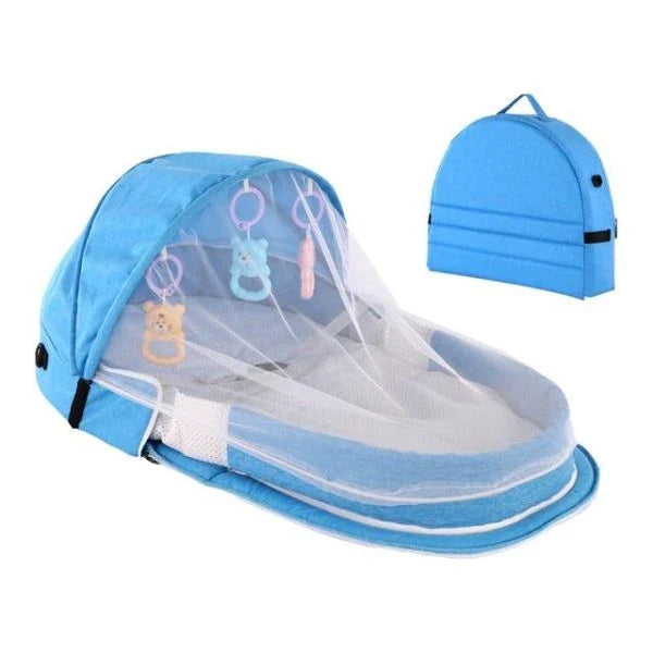 Portable Baby Bed with Mosquito Net and Sun Canopy for Safe and Comfortable Travel with Kiwi Families