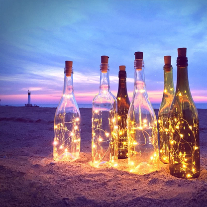 Decorative Bottled LED Lights - 2m copper wire fairy lights for upcycling empty glass bottles into festive displays