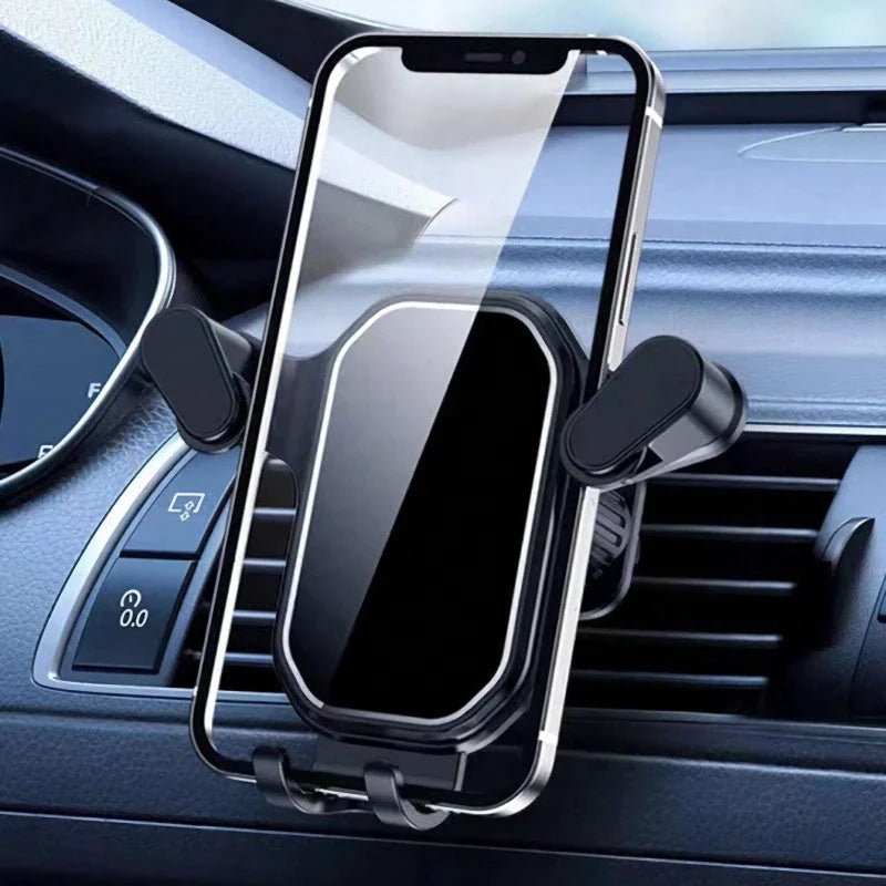 360-degree rotation car phone holder with secure hook-type base and arc groove design for stable and hands-free smartphone use while driving