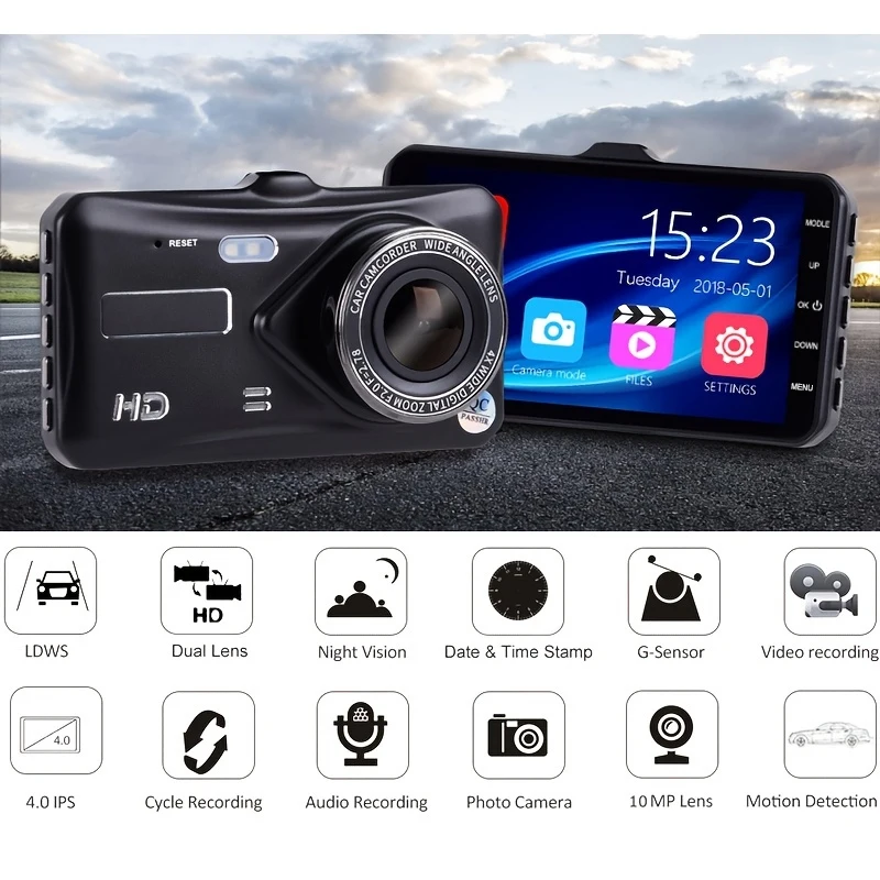 Smart Full HD Front & Rear Dash Cam Car DVR with dual lens, wide-angle 6G lens, and advanced features for enhanced driving safety and documentation