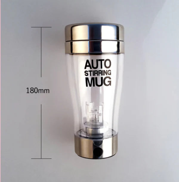 Automatic Mixing Mug with stainless steel construction and hands-free mixing for hot beverages like tea and hot chocolate