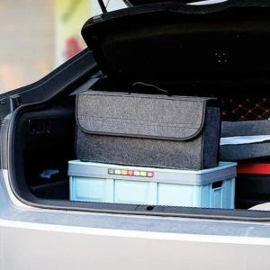 Premium felt foldable car storage box for organizing car interior items and accessories