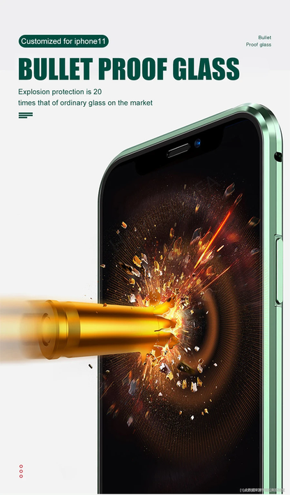 Robust Tempered-Glass Magnetic Phone Case for iPhone with bullet-proof glass and anti-scratch coating