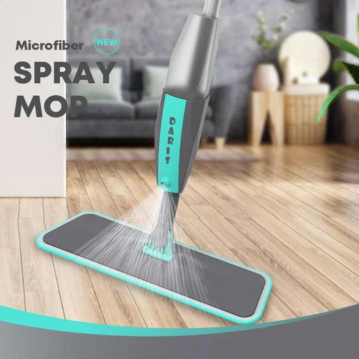 360-degree rotating microfiber floor mop with spray function, ideal for cleaning hardwood, tile, and other hard floor surfaces in Kiwi homes