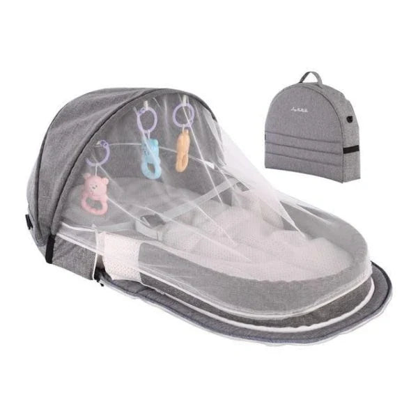 Portable Baby Bed with Mosquito Net and Sun Canopy for Safe and Comfortable Travel with Kiwi Families