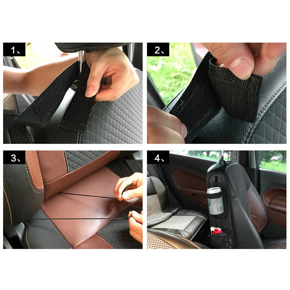 Clever Car Caddy - A durable storage pocket that attaches to your car's front seat, keeping your essentials organized and within reach.