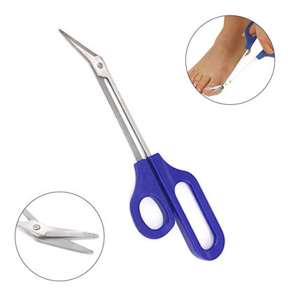 Ergonomic toenail scissors with long handle for comfortable, precise nail trimming