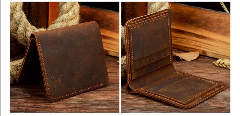 COWATHER™ Premium Leather Vintage Wallet in coffee cross and black vertical styles