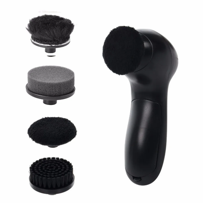 Shoe Shine Master electric shoe polisher in black with interchangeable brush heads