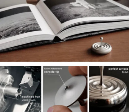 Elegant rotating gyroscope desk accessory with a mesmerizing, long-lasting spin