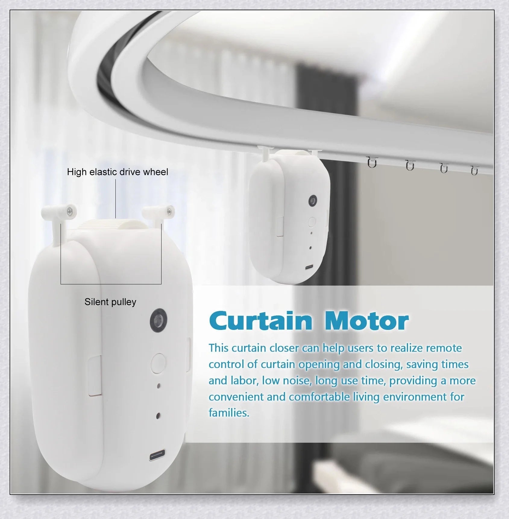 Switchbot smart curtain automation device that allows you to open and close curtains using voice commands or a mobile app