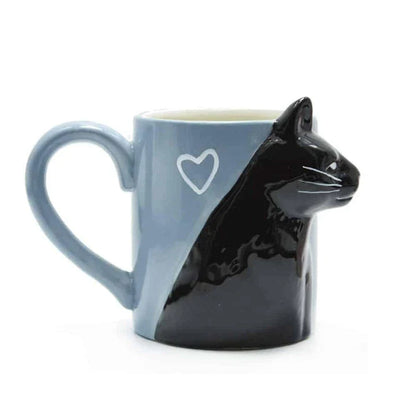 Two ceramic mugs with a playful design of two cats kissing, perfect for Kiwi cat lovers and couples