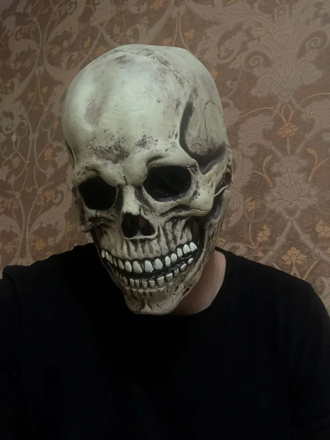 Bone-Chilling Full Head Skull Helmet with Movable Jaw - Premium Halloween Disguise