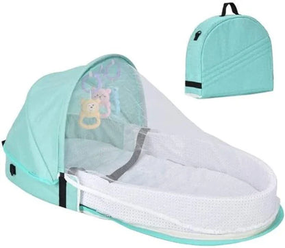 Portable Baby Bed with Mosquito Net and Sun Canopy for Safe and Comfortable Travel with Kiwi Families